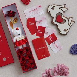 eCraftIndia Red & White 3 Pieces Valentine Gift Set-image-83