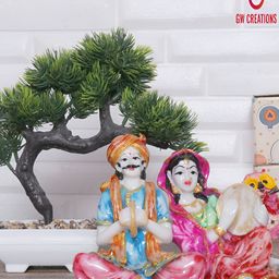 GW CREATIONS Green and Pink 3 Pieces Figurine Decorative Showpiece-image-95