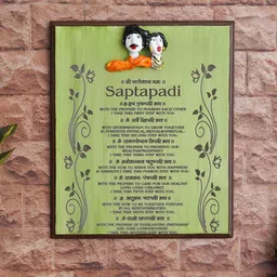 eCraftIndia Green Bride and Groom With Saptapadi Decorative Wooden Wall Hanging-image-6