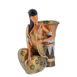 Gifts N Greetings Brown & Silver Toned Basket Lady Medium  Figurine Showpiece-image-75