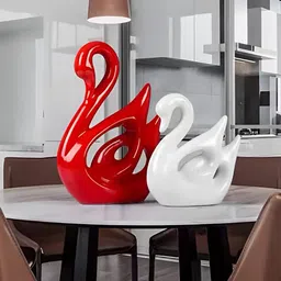 Mariner's Creation Red & White 2 Pieces Birds and Animals Ceramic Figurine Showpieces-image-52