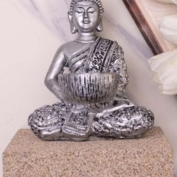 Archies Silver-Coloured Meditating Buddha Showpiece-image-42