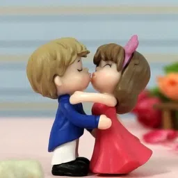 TIED RIBBONS Brown & Blue Romantic Love Miniature Kissing Couple Valentine Showpiece Gift-43