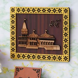 eCraftIndia Brown Jai Shri Ram Mandir Ayodhya Wooden Wall Hanging Showpiece-image-53