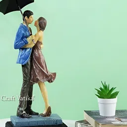 Aura Blue Love Couple Under Umbrella Showpiece-58
