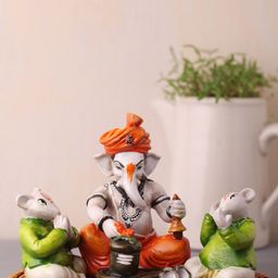 eCraftIndia White & Green Lord Ganesha Performing Shiva Pooja Idol Showpiece-image-70