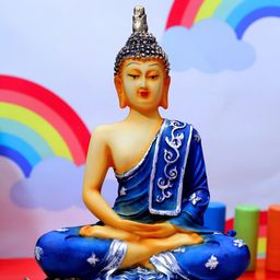 FASHIYANOO Yellow & Blue Meditation Buddha Idol Showpiece-9