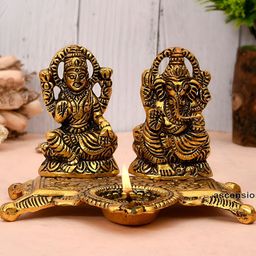 Ascension Gold-Toned Laxmi Ganesha Aluminium Religious Idol Showpiece-image-33