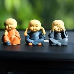 GW CREATIONS Blue & Beige 3 Pieces Buddha Idol Showpieces-image-14