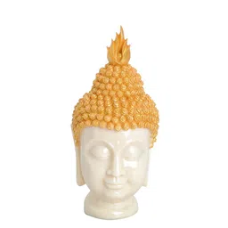 Gifts N Greetings White & Gold Toned Buddha Head Idol Medium Showpiece-image-92
