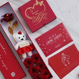 eCraftIndia Red & White 3 Pcs Valentine Gift Set-image-90