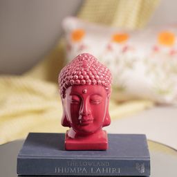 Pure Home and Living Red Textured Buddha Head Ceramic Figurine Showpiece-image-43