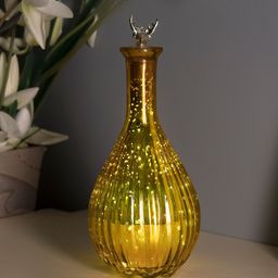 Homesake Mercury Gold Ovoid Bottle Copper Star String Lights with Deer Lid-38