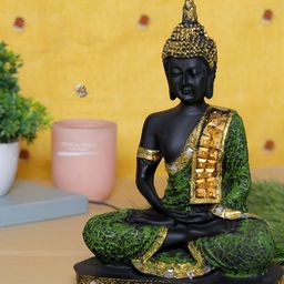GW CREATIONS Black & Gold Toned Buddha Idol Showpiece-image-38