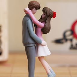 eCraftIndia Grey & Pink Couple Statue Figurine Showpiece-36