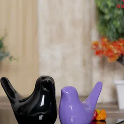 GW CREATIONS Black & Purple 2 Pieces Tiny Birds and Animals Figurine Showpiece-image-10