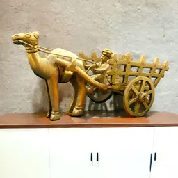 Aakrati Yellow Camel Cart Brass Decorative Figurine Showpiece-picture-37