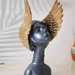 eCraftIndia Grey & Gold toned Figurine Showpiece-49