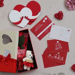 eCraftIndia Red & White 3 Pcs Valentine Combo Gift Set-image-3