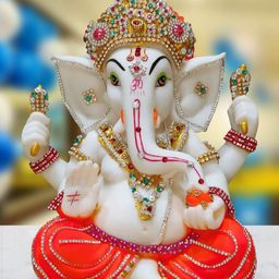 Mariner's Creation Orange Medium Ganesha Idol Showpiece-image-52