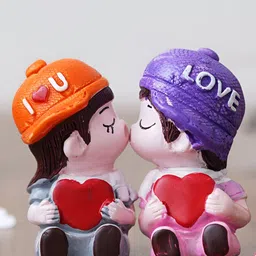 eCraftIndia Purple & Orange Couple Statue Figurine Showpiece-image-32
