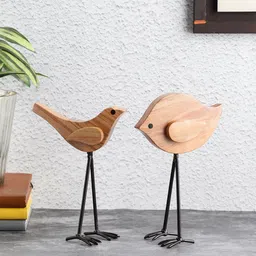 VarEesha Brown & Black 2 Pcs Wooden Bird Showpieces-image-64