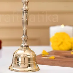 Aura Brass Hand Bell for Pooja Ghanti for , Home and Prayer Bell Ghanti-image-7