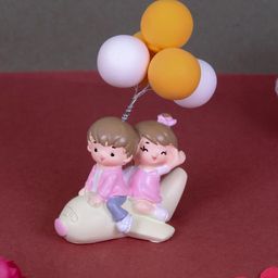TIED RIBBONS Valentine Pink & Yellow Miniature Romantic Love Couple Statue Showpiece-image-63