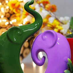 GW CREATIONS Green & Purple Elephant Figurine Showpiece-image-89