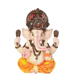 Gifts N Greetings White & Yellow Ganesh Idol Showpiece-image-53