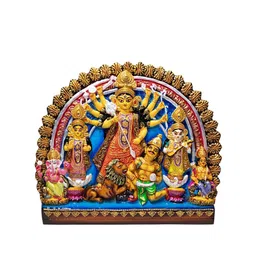 Gifts N Greetings Yellow & Blue Printed Maa Durga Idol Showpiece-image-33