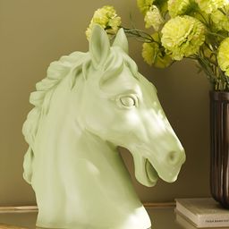 Pure Home and Living Green Birds And Animals Figurine Large Horse Head Showpiece-3