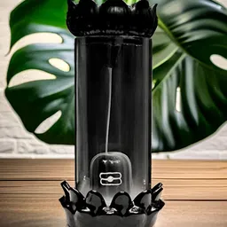 bettergiftflowers Black & White Religious Figurine Shivling Smoke Fountain Showpiece-9