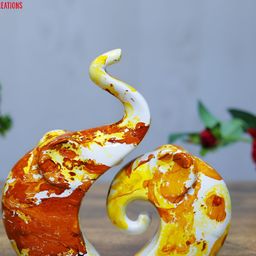 GW CREATIONS Yellow & Red 2 Pieces Birds and Animals Figurine Showpieces-image-90