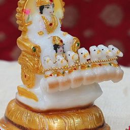 Gallery99 Gold-toned & White Surya Dev Marble Showpiece-image-1