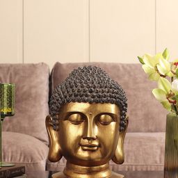 Pure Home and Living Gold-Coloured Buddha Head With Round Base-image-17