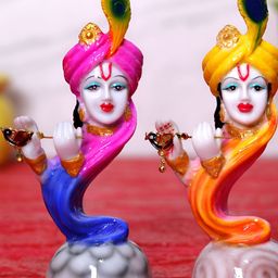 GW CREATIONS Pink & Yellow 2 Pieces Marble Figurine Showpieces-image-62
