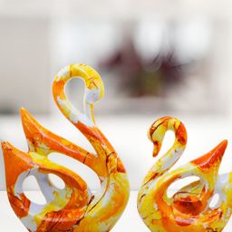 GW CREATIONS Yellow & White 2 Pieces Medium Birds and Animals Figurine Showpiece-image-14
