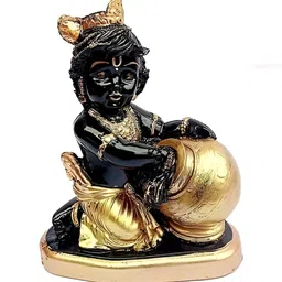 krishnagallery1 Black & Gold-Tone Religious Idol Showpiece-14