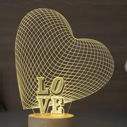 eCraftIndia Brown Heart Shaped Love Table Lamp-image-90
