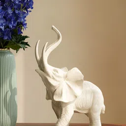 Pure Home and Living White Birds And Animals Figurine Medium Elephant Showpiece-image-29