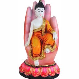 GW CREATIONS White & Orange Tiny Buddha Figurine Showpiece-picture-49