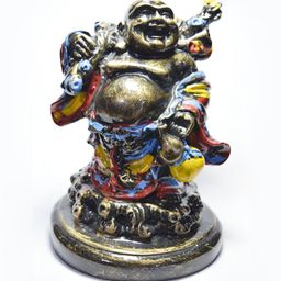 GW CREATIONS Brown & Gold Toned Laughing Buddha Idol Showpiece-14