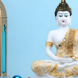 GW CREATIONS Gold-Toned and White Buddha Idol Showpiece-image-53
