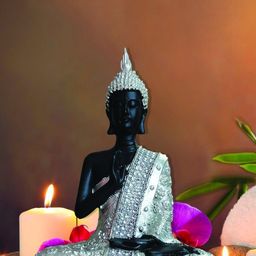 eCraftIndia Gold & Black Meditating Blessing Buddha Showpiece-21
