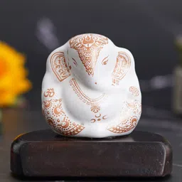 eCraftIndia White & Orange Colored Lord Ganesha Idol Showpieces-33