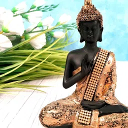 apka mart Copper Toned & Black Buddha Figurine Showpiece-image-94