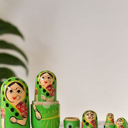 Fashion Bizz Set Of 5 Green Printed Showpieces-25