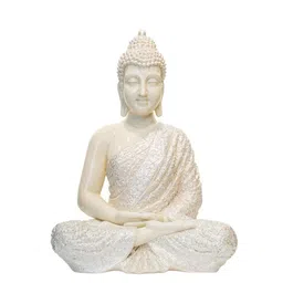 Gifts N Greetings White Textured Meditating Buddha Idol Showpiece-image-72