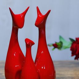 GW CREATIONS Red 3 Pieces Birds and Animals Figurine Showpieces-image-46